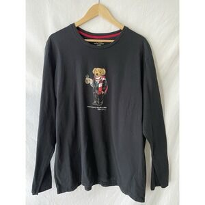 Polo Ralph Lauren Polo Bear Shirt Mens XL Black Long Sleeve Hot Cocoa